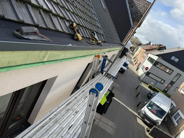 Renovatie van dakrand en goot vanaf de stelling